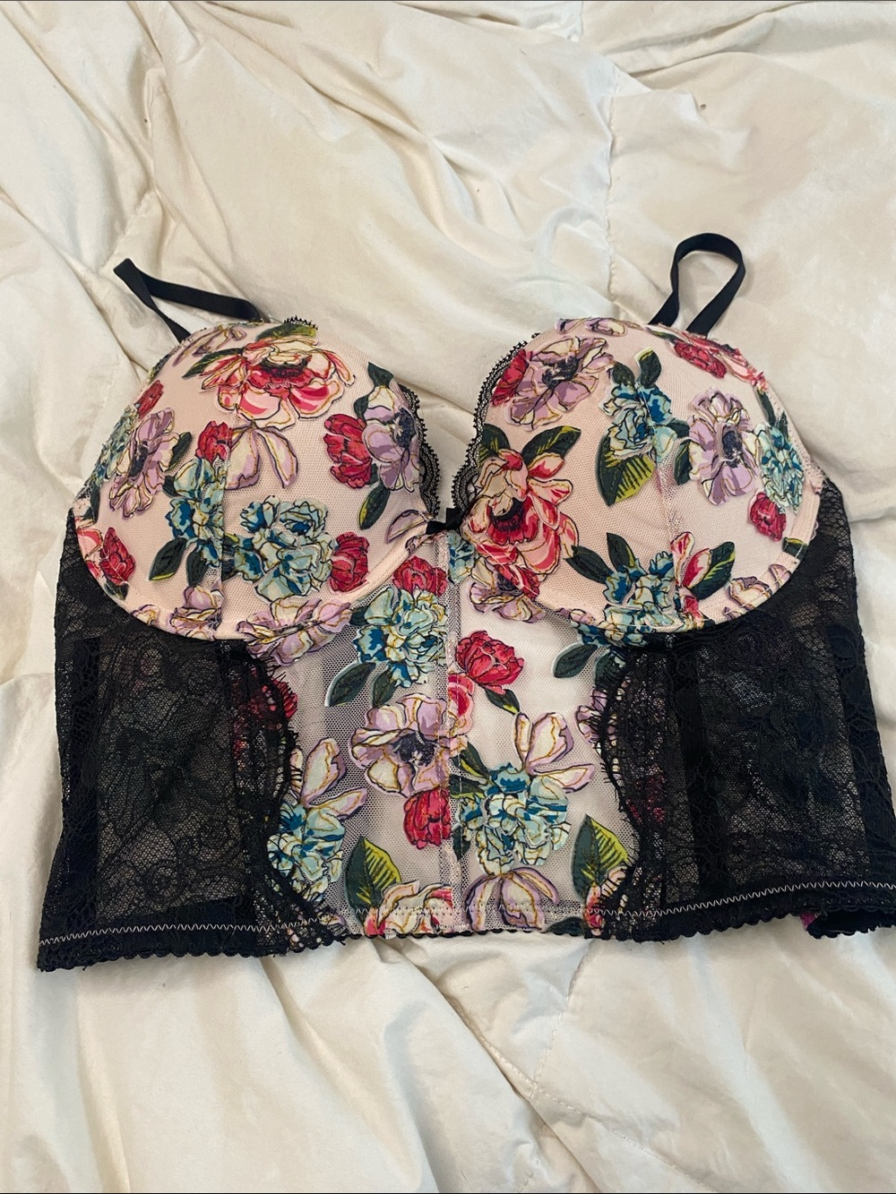 Victoria's Secret Pink Floral Lace Longline Bustier